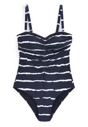 TUMMY CONTROL RUCHED BANDEAU SWIMSUIT - Maillot de bain - navy tie dye