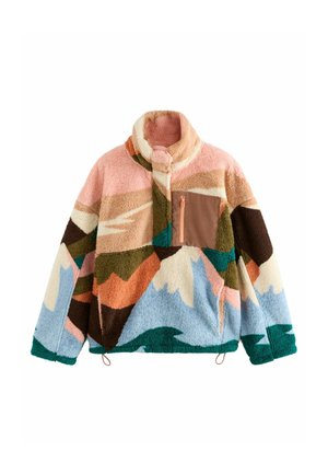 BORG - Fleece trui - orange green abstract print