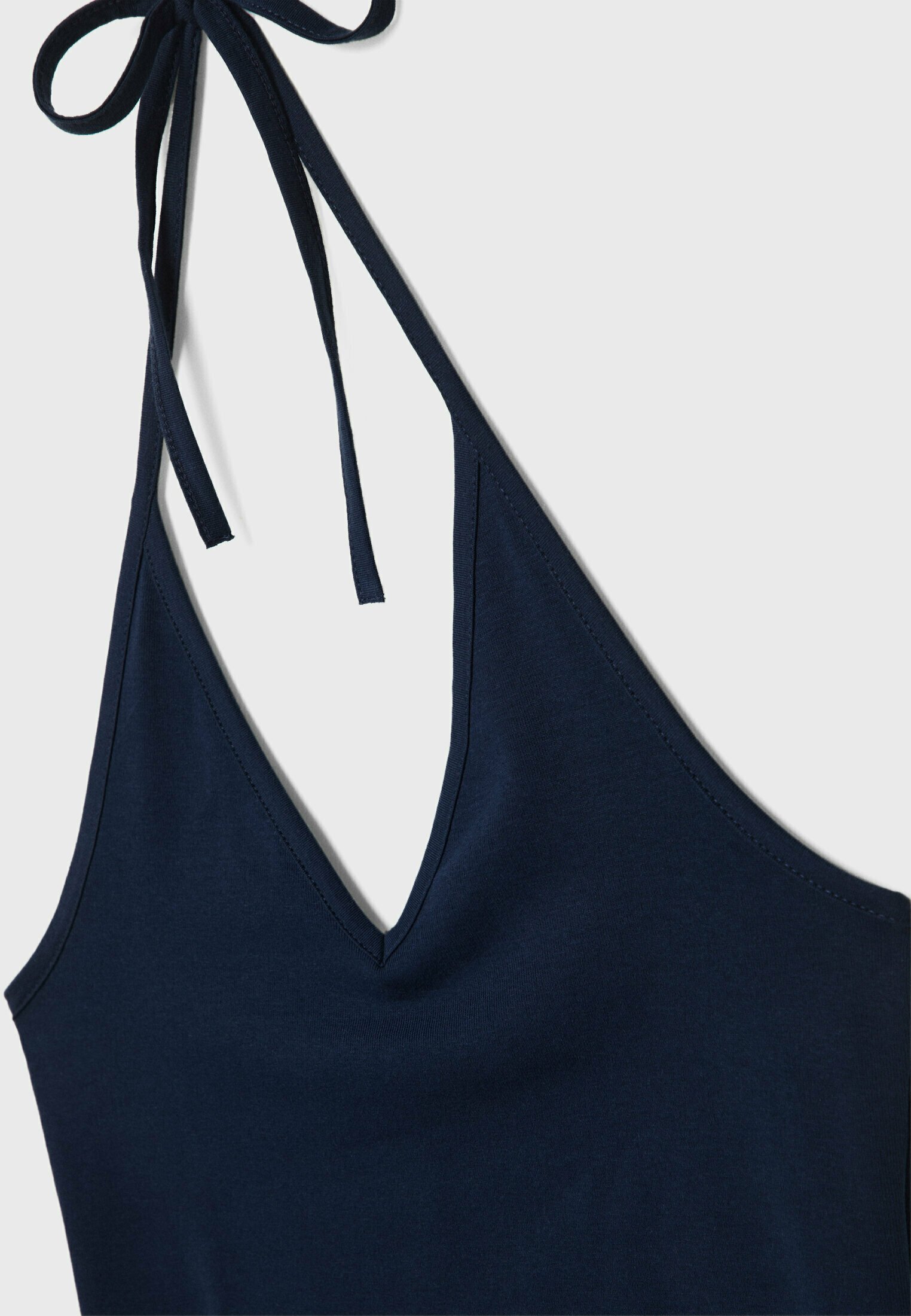 Stradivarius TIED HALTER - Top - dark blue - Zalando
