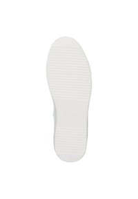 Witte rubberen schoenzool met gestructureerde groeven en ribbels voor grip, met een ronde vorm en gladde randen. Geen zichtbare merknaam.