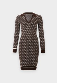 AUBREY DRESS - Strikkjoler - brown/cream