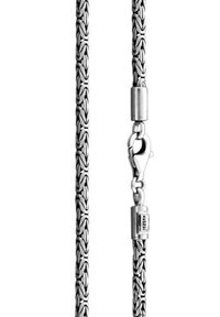 Sudraba krāsas metāla ķēde ar pītā dizainu. Aprīkota ar drošu vēžu aizdari un cilindrisku savienotāju. Gluds tekstūras ar spīdīgu virsmu.