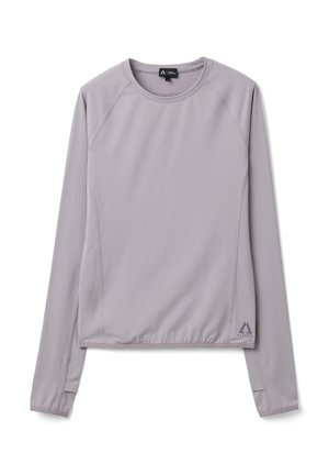 Lichtpaarse, lange mouwen sportshirt met ronde hals, slim fit, en Altavia-logo vlak bij de zoom op een witte achtergrond.