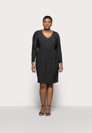 POLKADOT PLEATED DRESS - Day dress - black