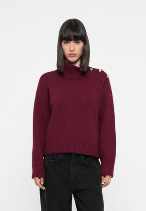 TURTLENECK WITH BAUBLE BUTTONS - Svetrík - dark red
