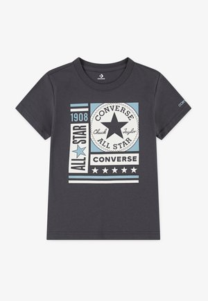 Converse BLOCKS LOGO TEE - Apdrukāts T-krekls - dark matter