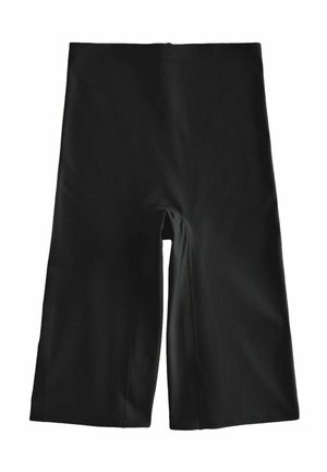 Čierne priliehavé šortky po kolená s vysokým pásom z hladkej, elastickej látky.