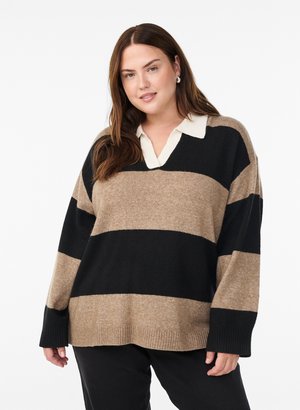 Zizzi, Striktrøje - black stripe comb