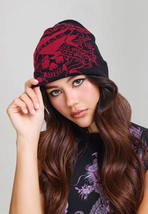 Ed Hardy, UNISEX LOVE KILLS SLOWLY FOLDOVER BEANIE - Berretto - black