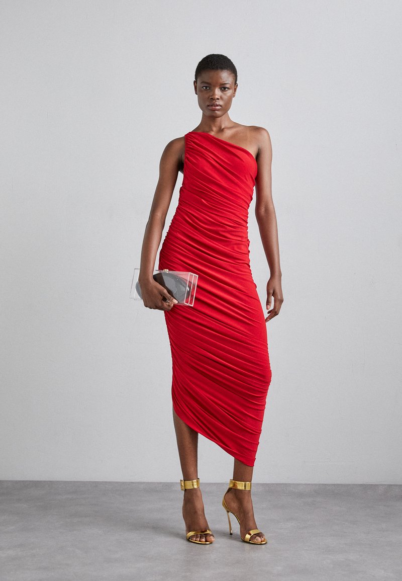 red satin prom dresses Red v neck satin long prom dress, red evening dress – toptby