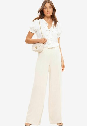 RUFFLE FRONT PUFF SLEEVE REGULAR FIT - Blouse - ivory white
