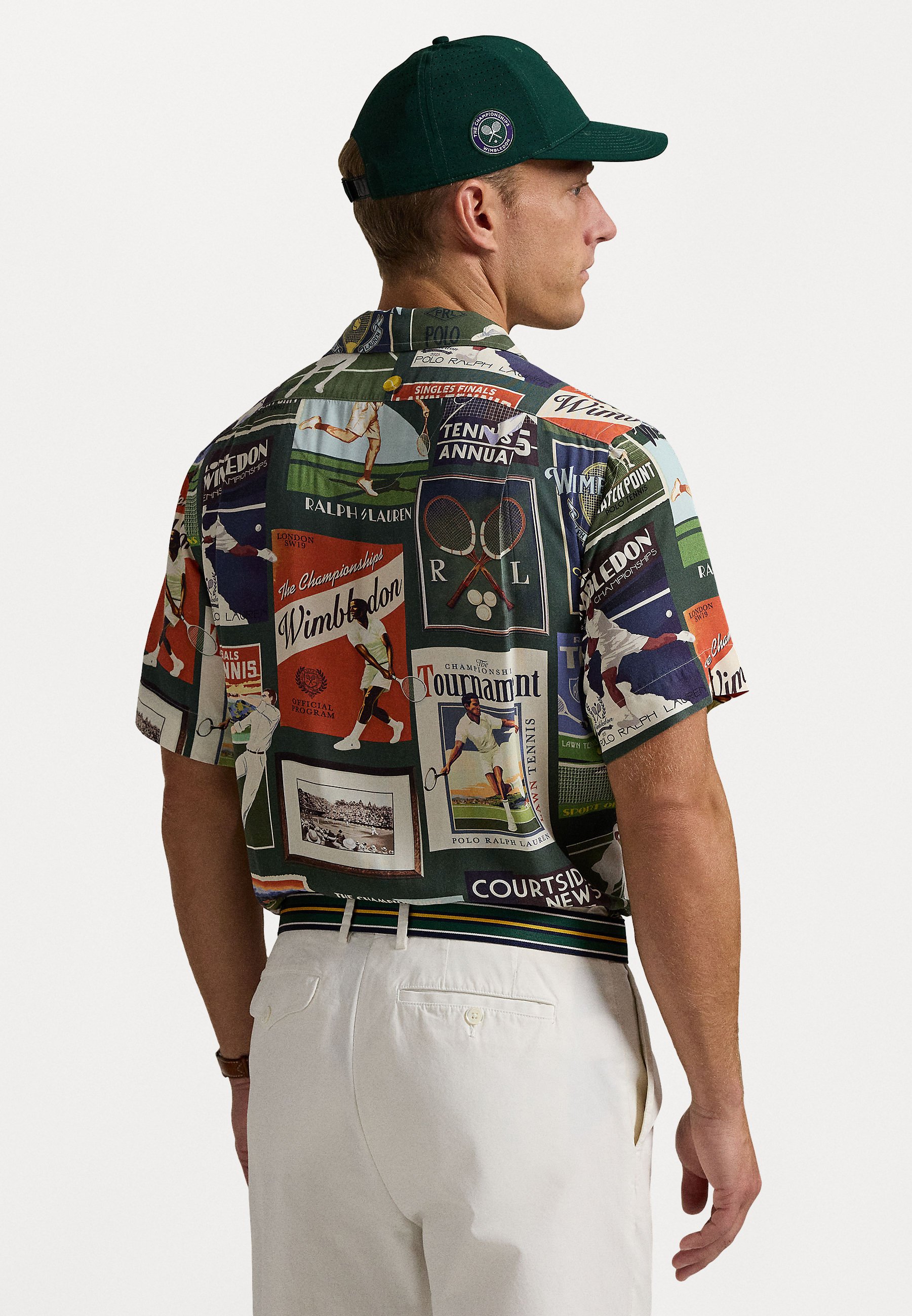 Polo Ralph Lauren WIMBLEDON POSTER PRINT CAMP SHIRT UNISEX