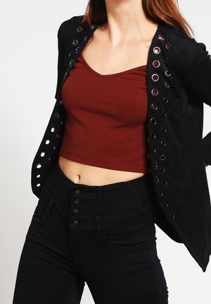 Imitatieleren jas - black