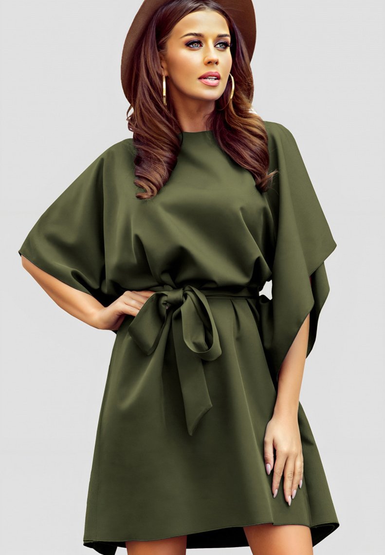 Chelsea Clark MINI SLEEVES LOOSE CUT - Denné šaty - khaki
