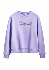 Lila sweatshirt met ribbelboord, lange mouwen en een ontspannen pasvorm. Voorzien van "Desigual" in strass over de voorkant. Zachte stof.