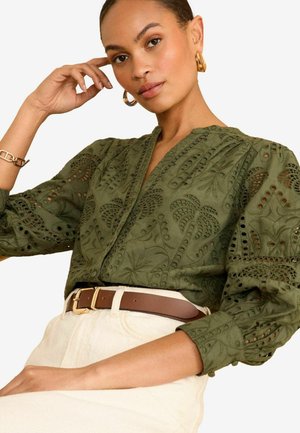 Love & Roses BRODERIE V NECK BUTTON THROUGH REGULAR FIT - Užsagstoma palaidinė - green