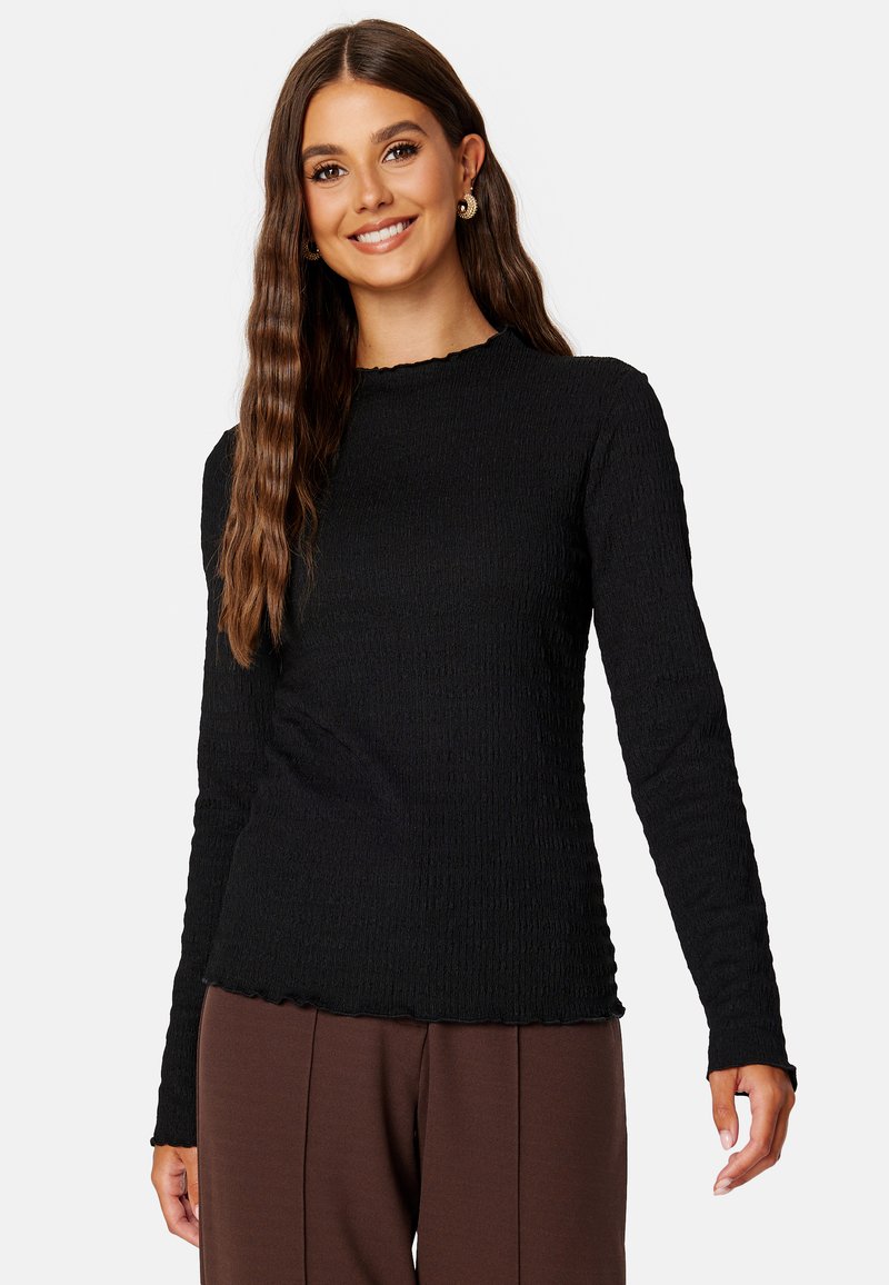 Bubbleroom LONG SLEEVE STRUCTURE TOP - Longsleeve - black