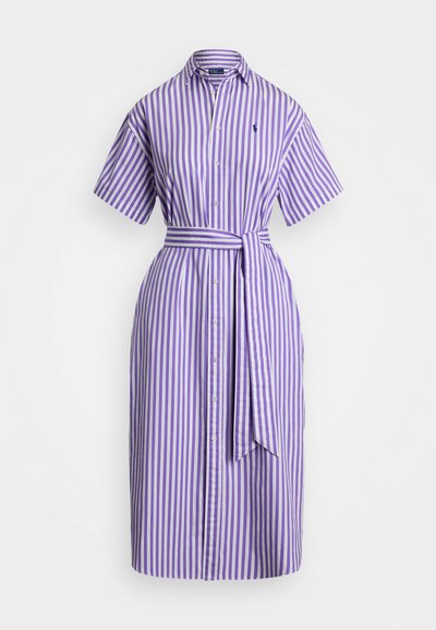 Polo Ralph Lauren BELTED STRIPED COTTON SHIRTDRESS - Vestido camiseiro - purple/white