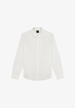Wit overhemd met lange mouwen gemaakt van katoen. Heeft een klassieke kraag, knopen aan de voorkant en een rechte snit met knoopmanchetten. Eenvoudig ontwerp.