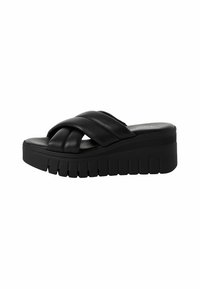 Šľapky na opätku - black leather
