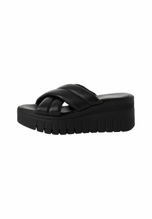 Heeled mules - black leather