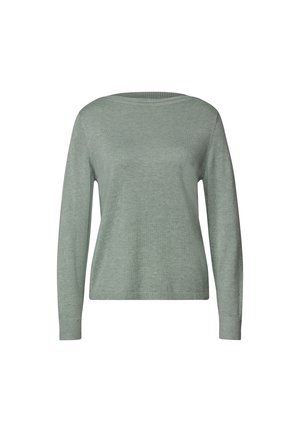 Street One, BASIC PULLOVER MIT U-BOOT-AUSSCHNITT - Striktrøje - eucalyptus green mel.
