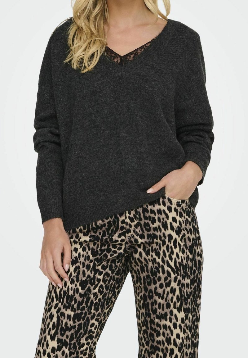 ONLY Strickpullover - mottled dark grey