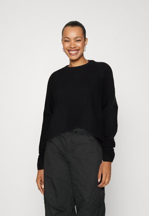 JDY MARCO LS O NECK SPLIT - Jersey de punto - black