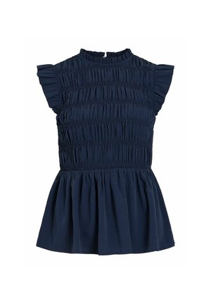 VILA, SMOCK TOP VILENINA HIGH NECK - Blouse - navy blazer