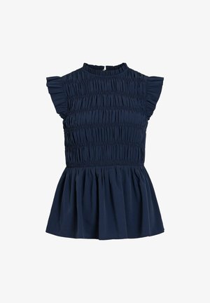 VILA, SMOCK TOP VILENINA HIGH NECK - Blouse - navy blazer