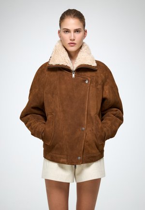 Giacca di pelle - camel
