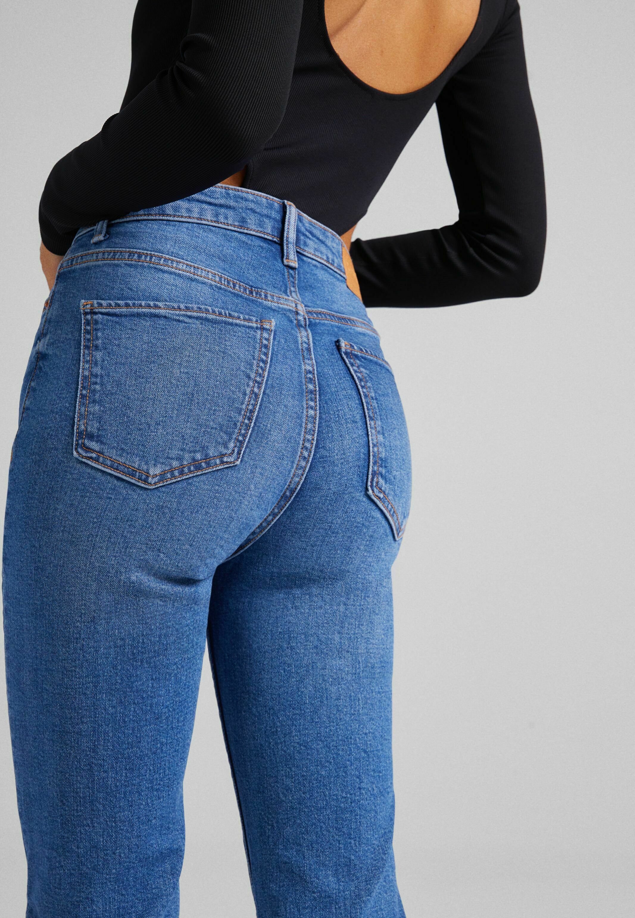 Bershka MIT HOHEM BUND - Jeans Straight Leg - dark blue/dunkelblau -  Zalando.de