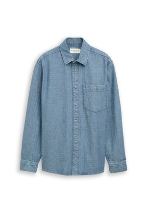 TOM TAILOR, COMFORT CHECKED DENIM SHIRT - Shirt - mid blue denim check