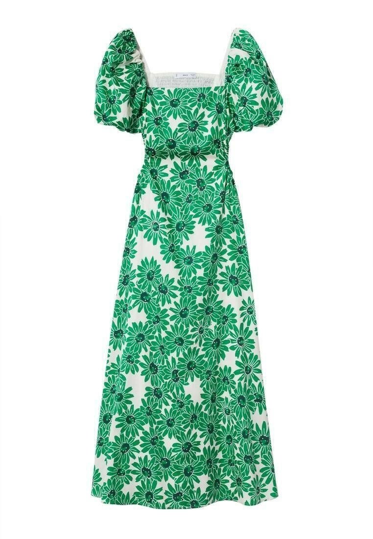 mango green flower dress Mango Women's Floral-Print Pleated Dress