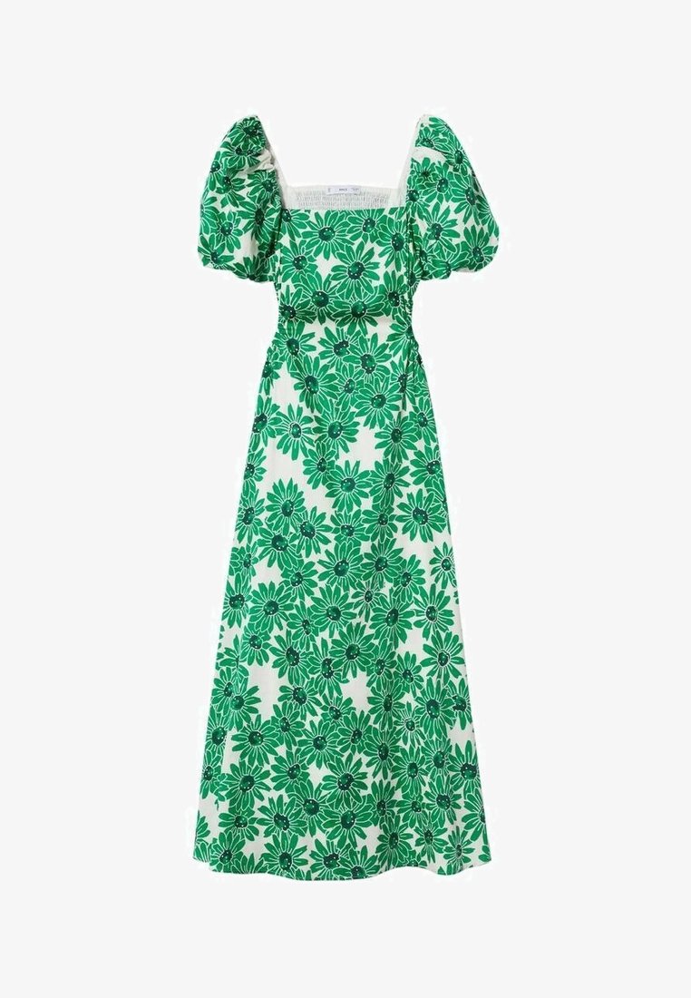 mango green flower dress Mango Women's Floral-Print Pleated Dress