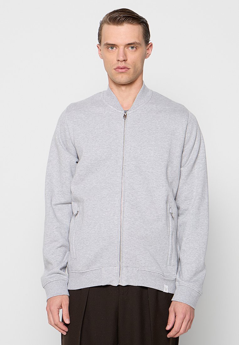 Lyle & Scott Sweater met rits lichtgrijs