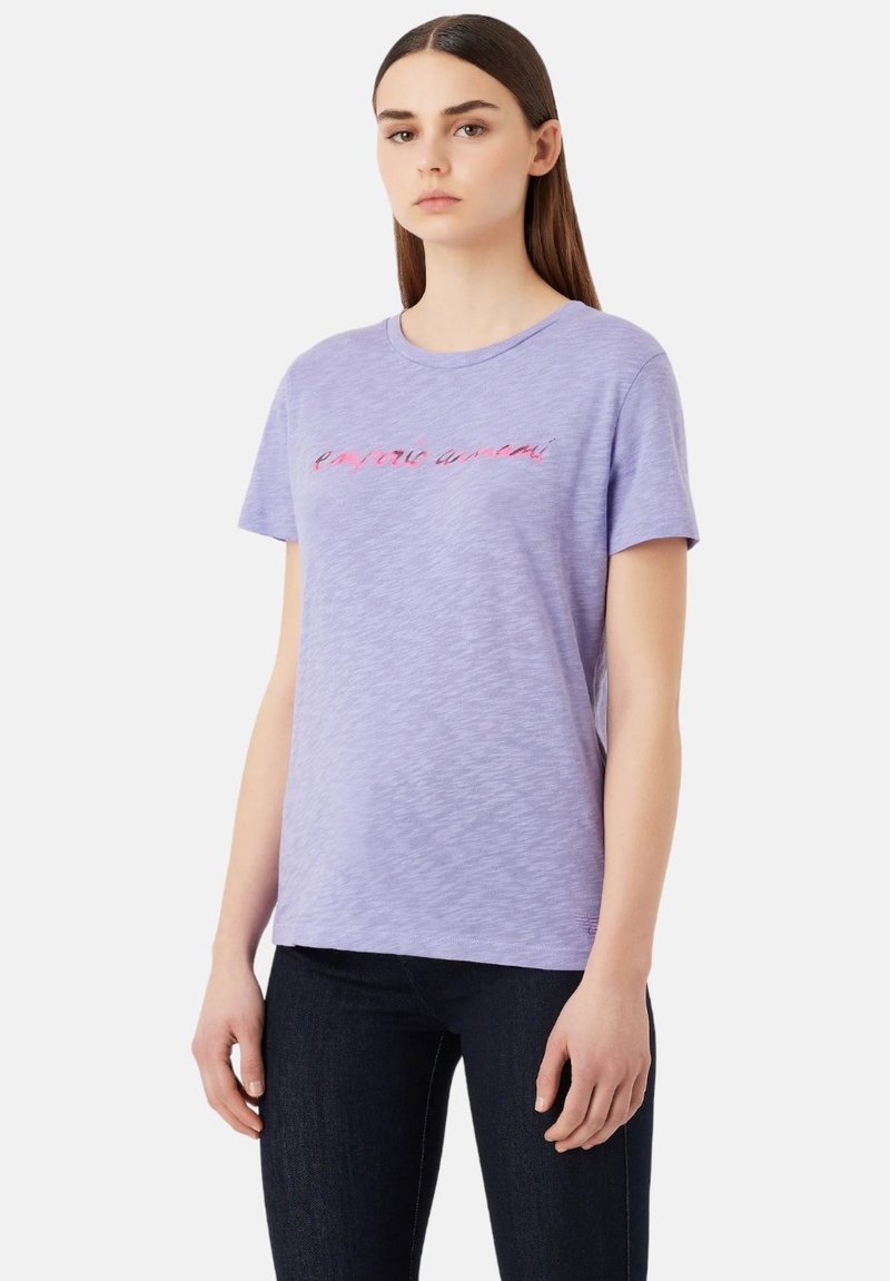 Top Donna Lilla - Maglietta Maniche Corte In Cotone, Taglia 38, Stampa Serigrafica Originale Camp Jupiter