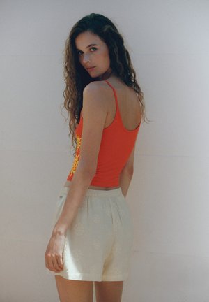 PULL&BEAR, CROPPED WITH SUN GRAPHIC - TOP - Top - red