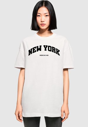 NEW YORK WORDING - BOYFRIEND  - T-shirt print - white