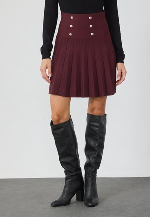 MINI SKIRT WITH BUTTONS - A-snit nederdel - bordeaux