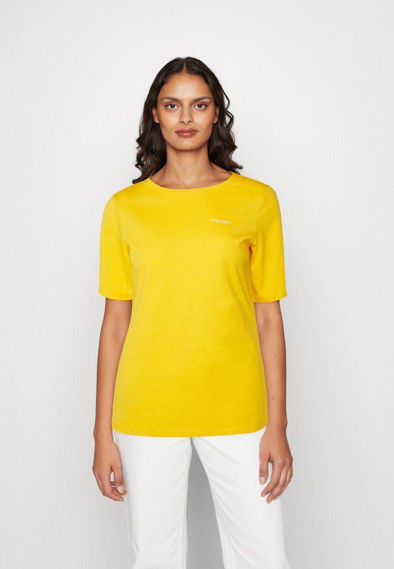 Marc O'Polo SHORT SLEEVE ROUND NECK - T-shirts - morning sun/gul ...