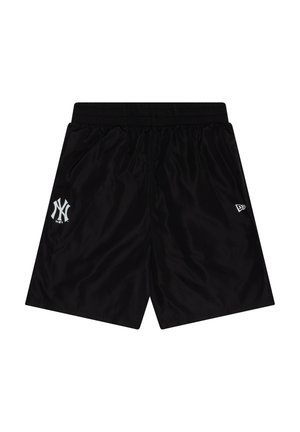 Pantaloncini sportivi neri con fascia elastica in vita, con logo bianco dei New York Yankees sulla gamba sinistra e piccolo logo del marchio sulla gamba destra.