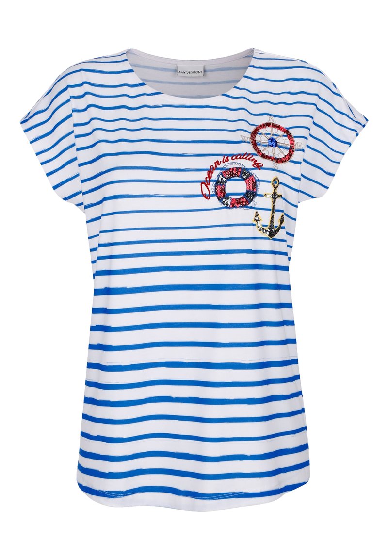 Damen T-Shirts | Amy Vermont T-Shirt print blau weiß/weiß - LP05375 Damen T-Shirts | Amy Vermont T-Shirt print blau weiß/weiß - LP05375