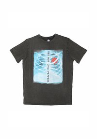 Black cotton t-shirt featuring a blue x-ray print with a red heart shape and text "RED HOT CHILI PEPPERS" centered below. Short sleeves, crew neck.