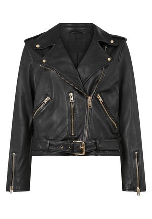 AllSaints BALFERN BIKER - Leather jacket - black/gold