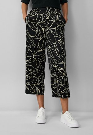 s.Oliver BLACK LABEL MIT ELASTIKBUND UND ALL-OVER-PRINT - Trousers - schwarz