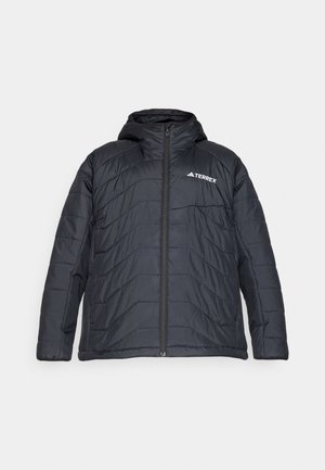 Must mustaga, millel on kapuuts, tõmblukuga eesmine sulgemine, kvaliteetne tikand ja logo vasakul rinnal. Sile tekstuur.