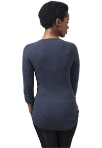 Urban Classics LADIES LONG RIB POCKET TURNUP TEE - Maglietta a manica lunga - indigo