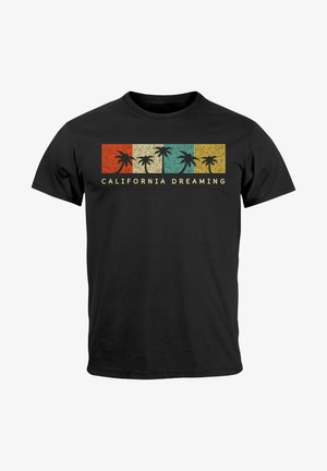 Neverless, CALIFORNIA DREAMING SUMMER PARTY PALMEN PALMS RET - Print T-shirt - schwarz