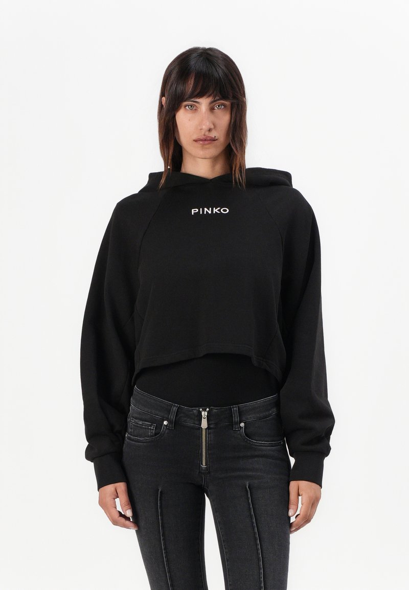 Pinko MEDIOCRE MAGLIA FELPA RICAMO LOGO  A FILO - Sportinis megztinis - nero limousine